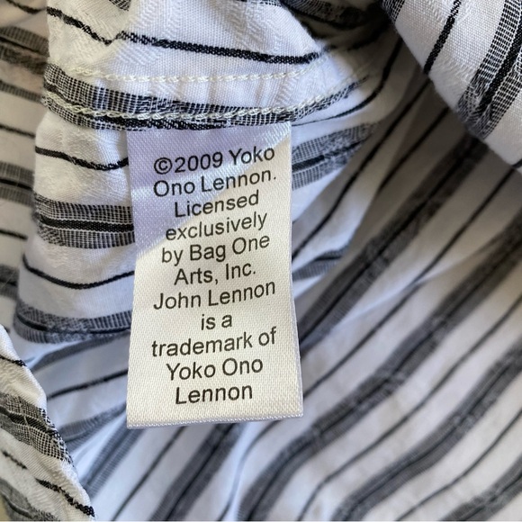 2009 JOHN LENNON IMAGINE SHIRT Yoko Ono Bag One Long Sleeve Striped Sz Small - Picture 10 of 11
